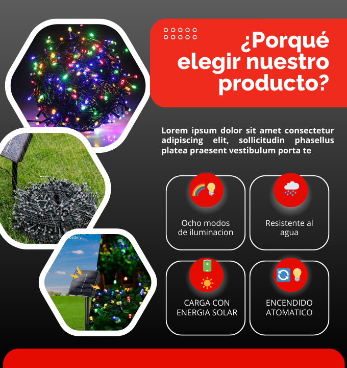 luz led solar navideña