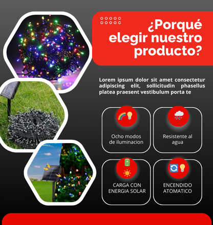 luz led solar navideña