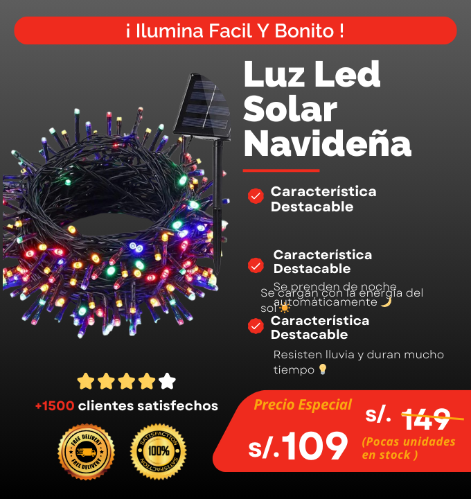 luz led solar navideña